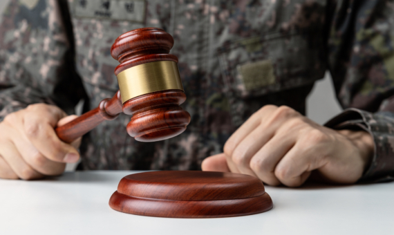 Photo of solider holding a gavel