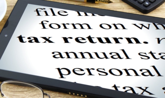 Photo of tablet with tax return on it