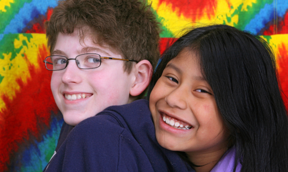 Photo of two children smiling