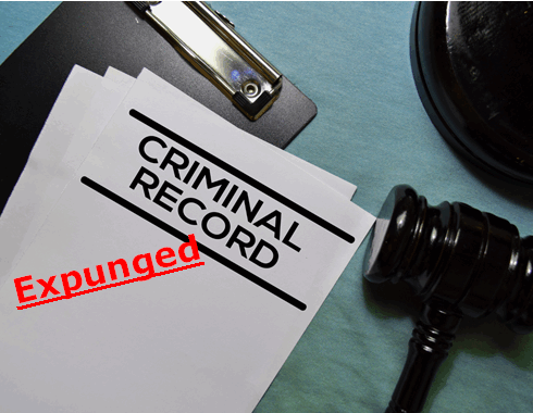Photo of folder labeled Criminal Record and Expunged stamped on top of it